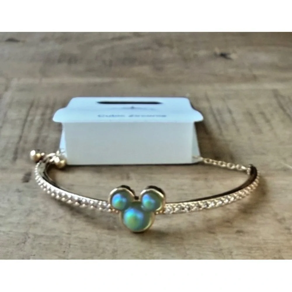 2026 Disney Parks Mickey Mouse Icon Bracelet Opalescent Green Jewelry CZ NEW